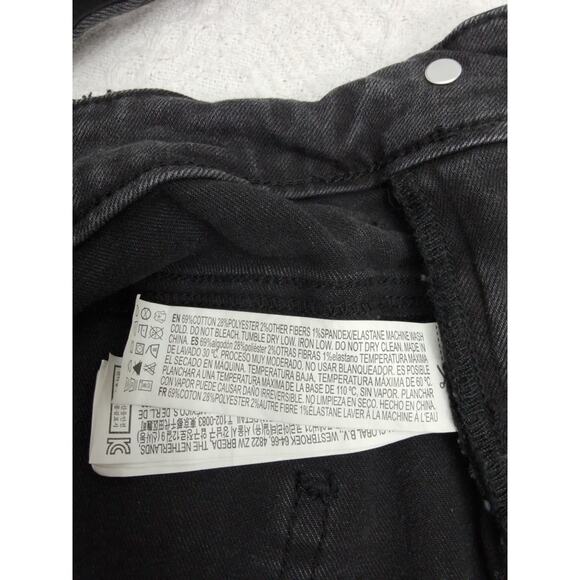 FOREVER 21 Black DENIM Distressed CUTOFF Shorts Overalls Sz 10 Punk Grunge Metal - Picture 4 of 8